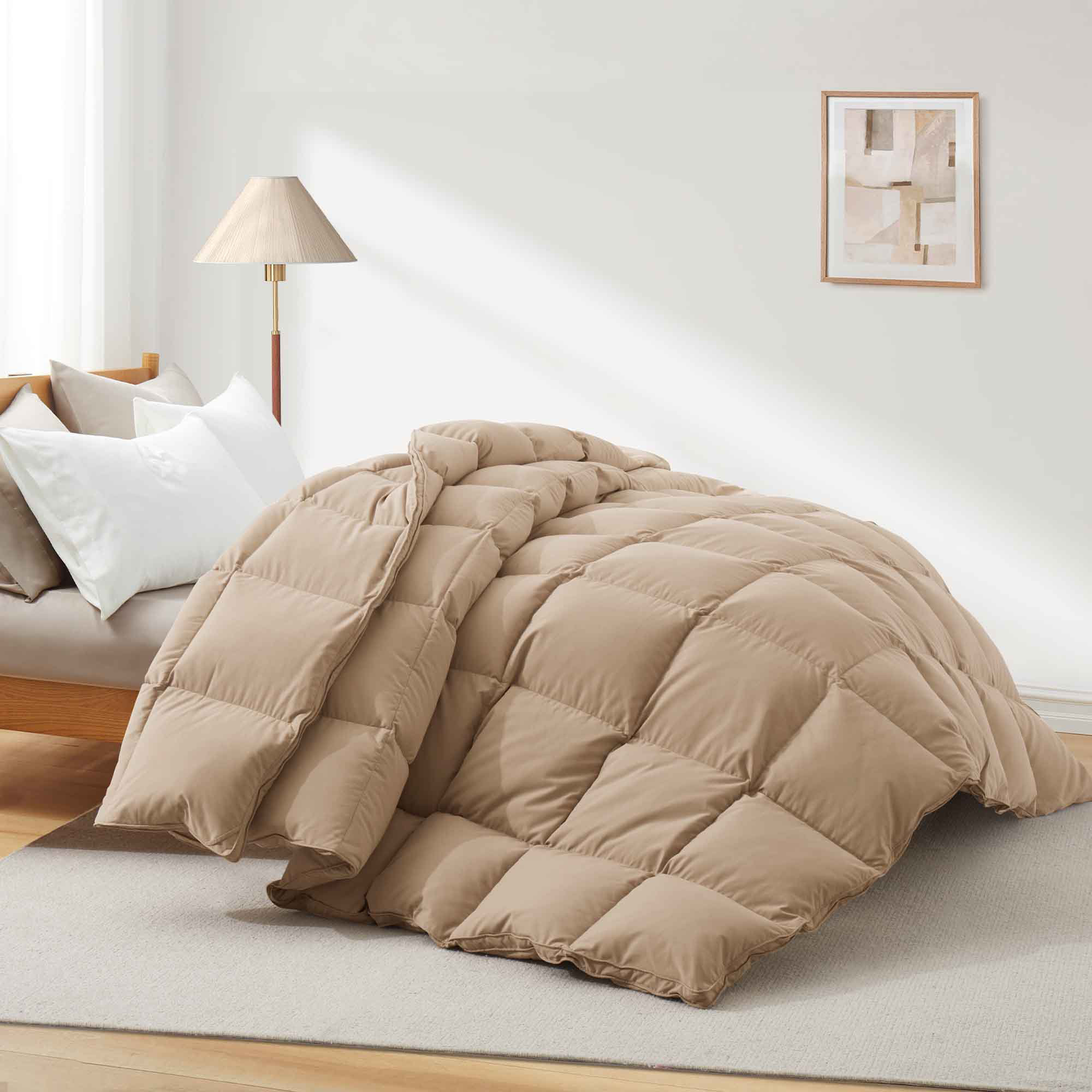 600 Fill Power All Season Down Comforter/Duvet Insert, Ginger Root, Twin Down Comforter