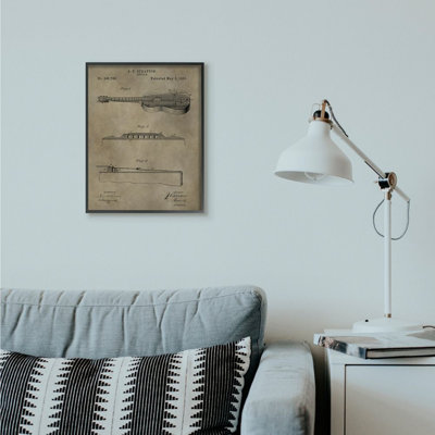 «Vernis Vintage Guitare Texture Design», impression sur toile