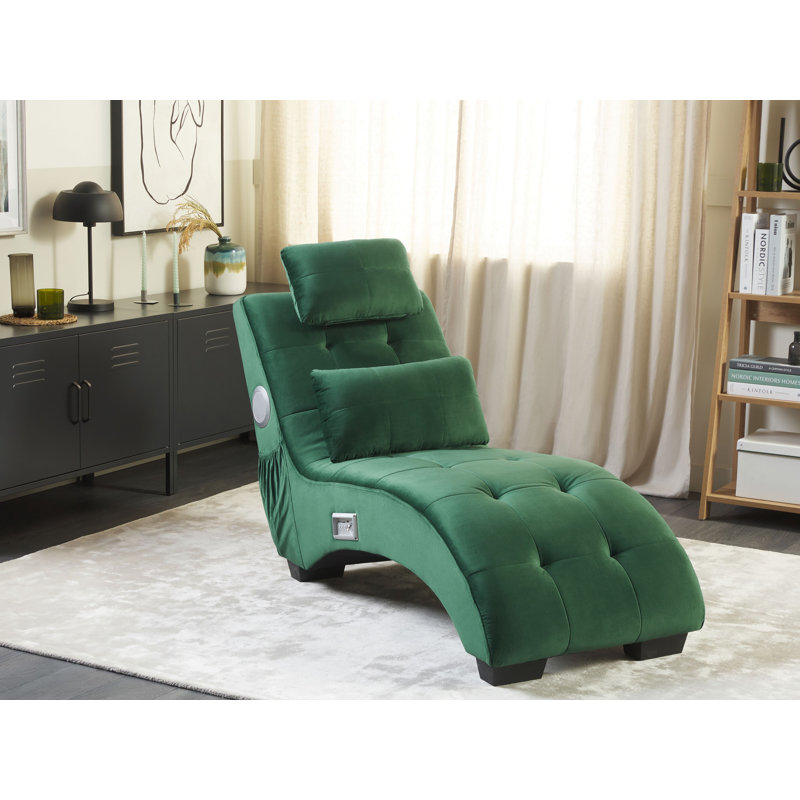 Nelms Velvet Chaise Lounge, Dark Green