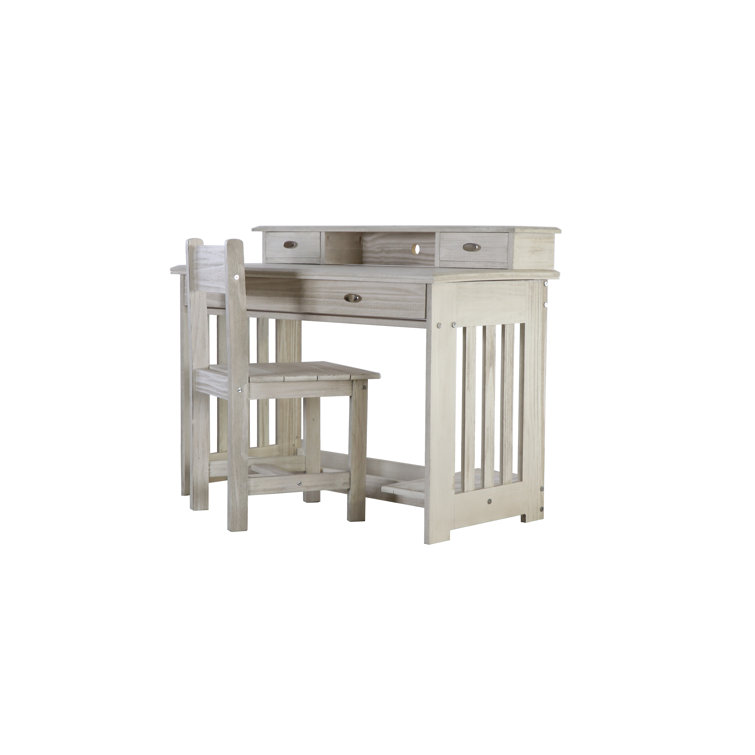 Beckford Solid Wood Student Computer Desk with Hutch and Chair Set