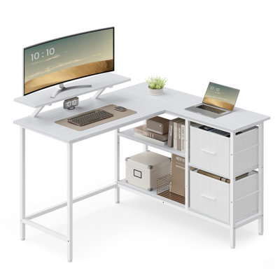 Aliyanah L-Shaped Metal Base Computer Desk