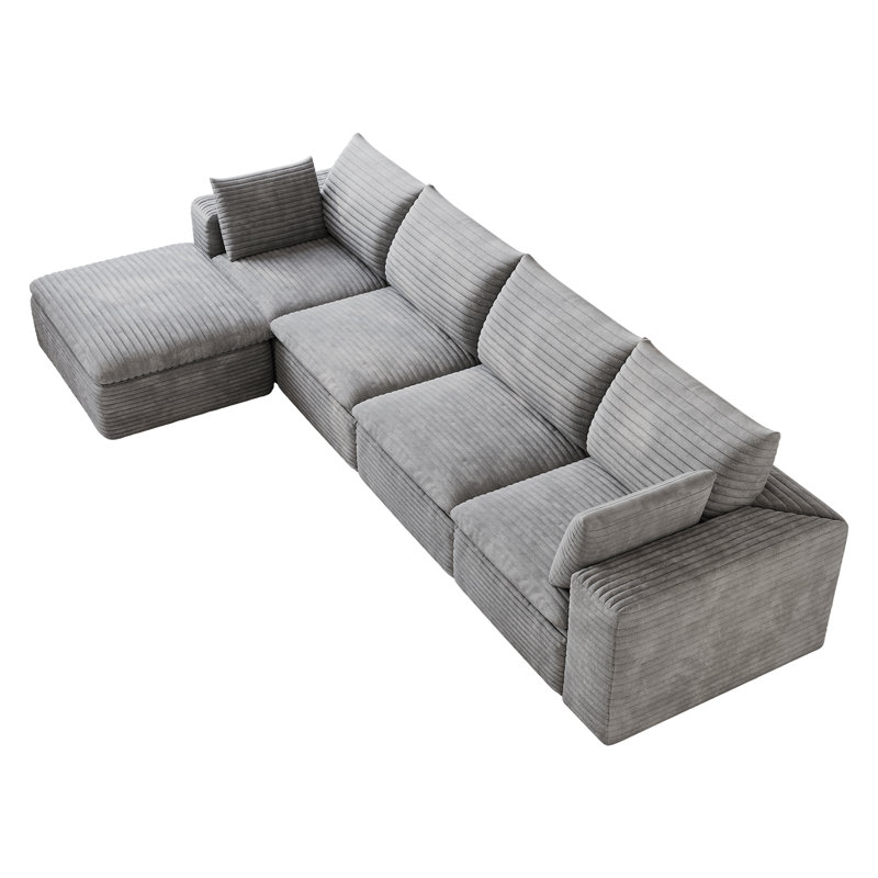 Canapés en nuage à compression, canapé modulaire en velours côtelé de 134 pouces pour une maison moderne