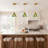 1-Light Flower Glass Pendant Light, Adjustable Brass Hanging Lamp for Kitchen Island