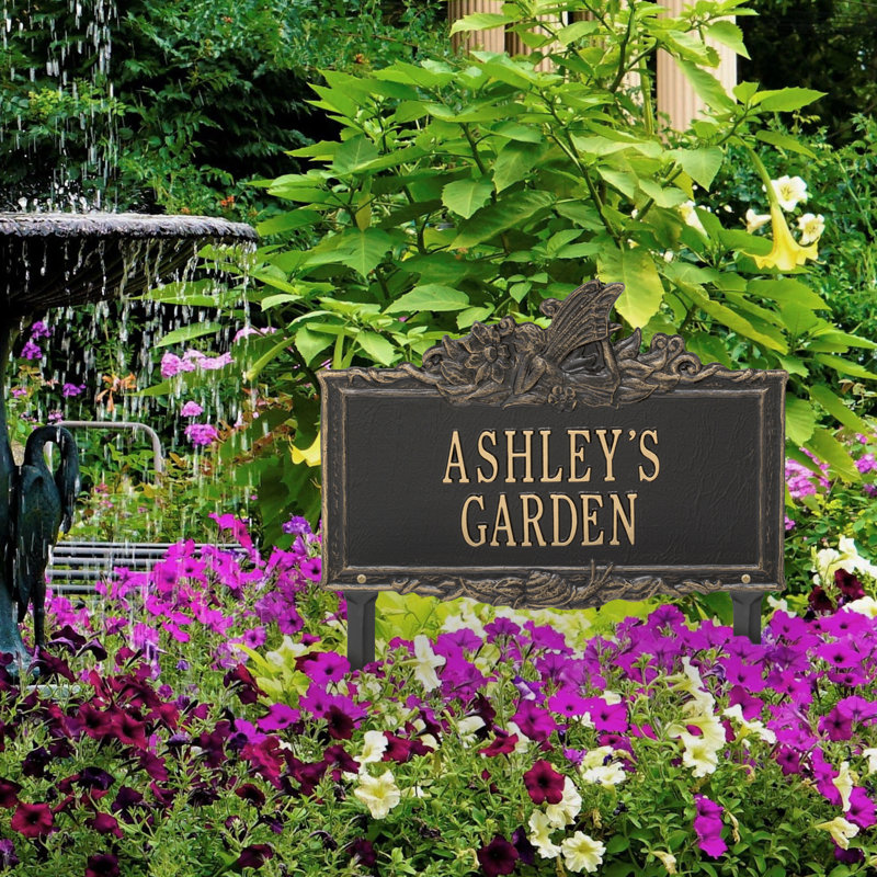Fairy Personalized Garden Sign, Black/Gold, Yes