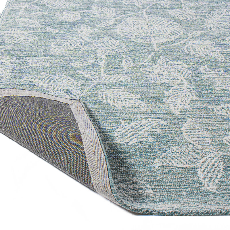Handmade Teal Wool Rectangular Tufted Area Rug 3'6" x 5'6"