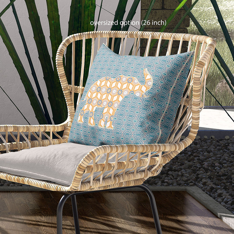  Housse et insert de coussin carré en polyester intérieur / extérieur, 26 po x 26 po, Vert / rose / orange