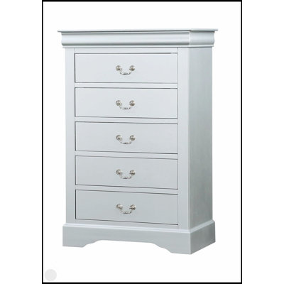 Commode 1 pièce de style transitionnel avec pieds de support, tiroirs suspendus et étui anti-poussière au fini gris pour le rangement de la chambre à coucher