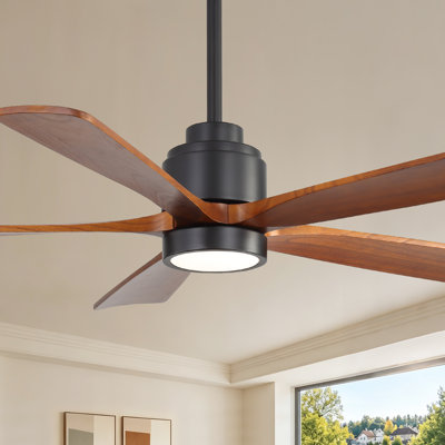 52'' Dimmable Solid Wood Blades Ceiling Fan With Lights And Remote Control Reversible Dc Motor Timer Memory
