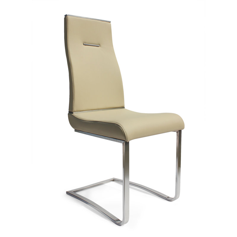 Chaise d'appoint rembourrée en polyuréthane Mcclain, Chrome, Gris