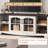 58" Wood TV Stand With Glass Doors & Adjustable Shelves