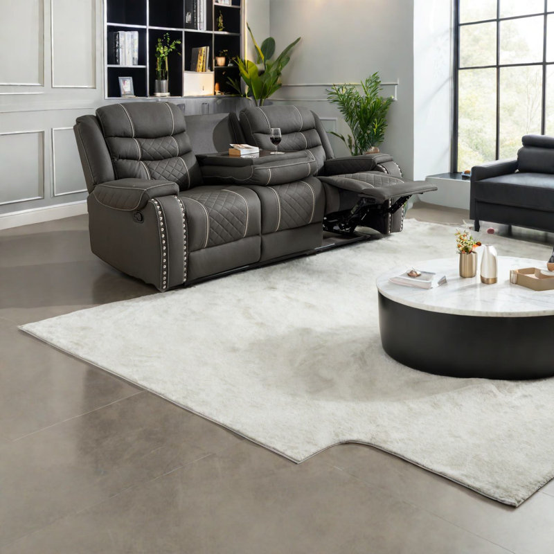 Fauteuil inclinable confortable à 3 places, revêtement en tissu technique, design classique pour le salon