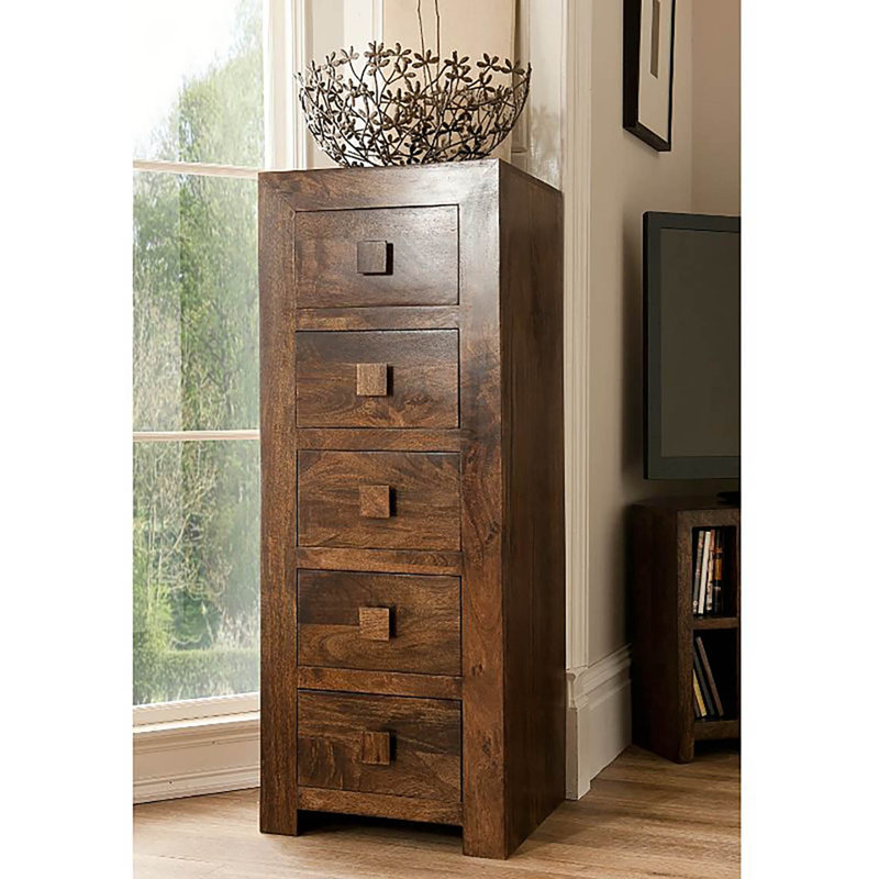 Munnar Solid Wood 46 cm W Chest of 5 Drawers, Brown