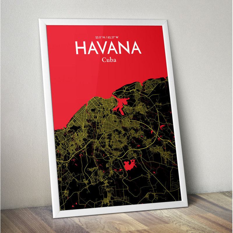 Havana City Map - No Frame Print, 50.8cm H x 40.6cm W x 0.13cm D