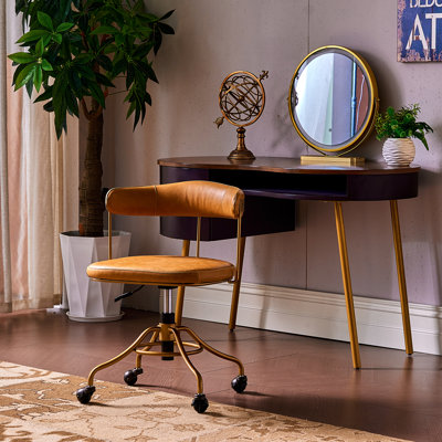 Chaise de bureau pivotante en cuir véritable Daytone