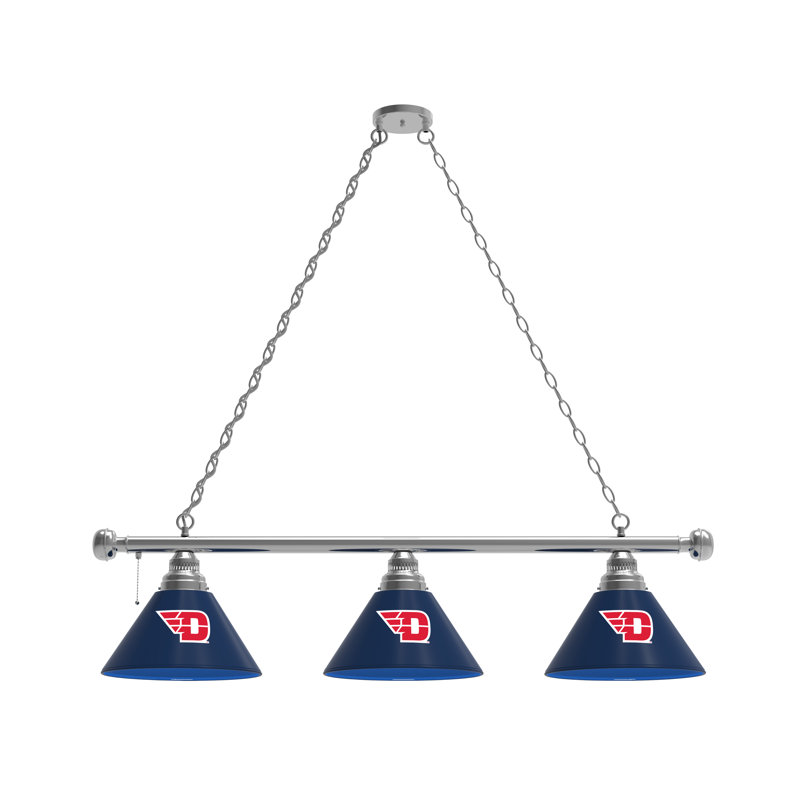 3 - Light Pool Table Lights Pendant, Chrome, Dayton Flyers