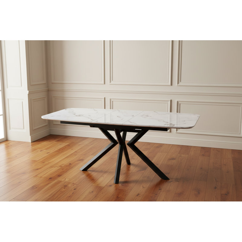 Extendable Metal Base Dining Table, White