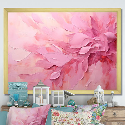Gold And Pink Minimal Abstract River - Fuschia Wall Art