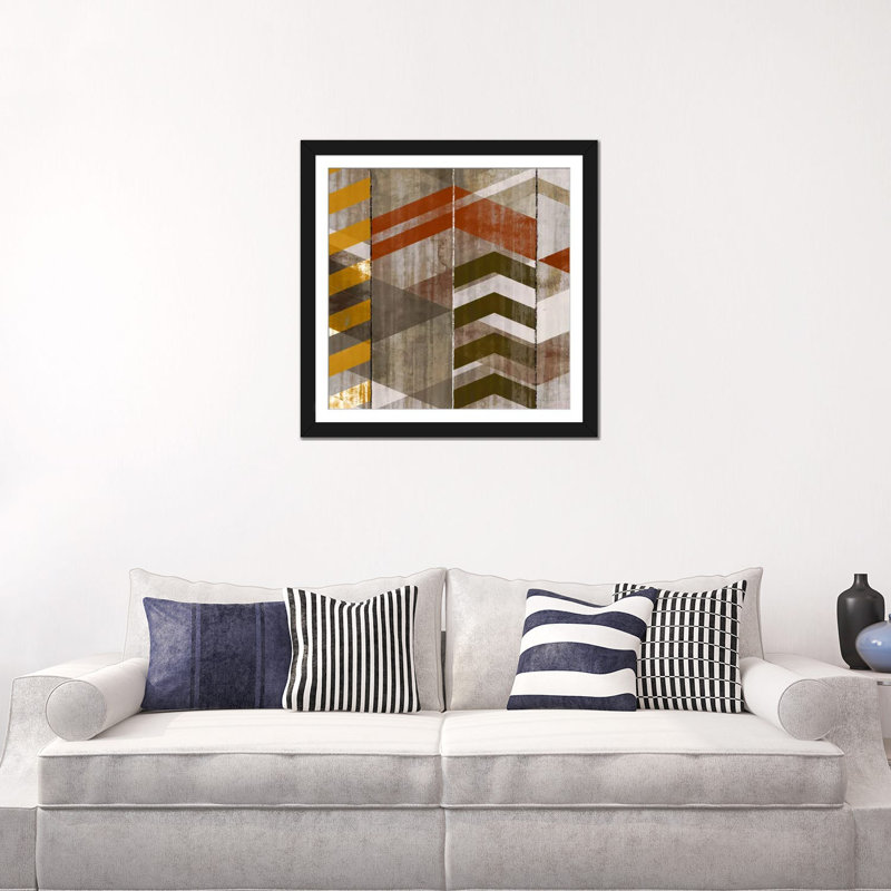 «Chevron Serenade II», impression sur toile, Papier beaux-arts encadré noir, Blanc, H 24 po x l 24 po x P 1 po