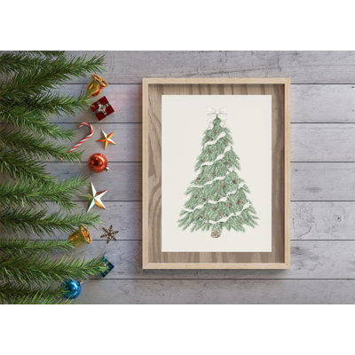 Maliiah réaliste arbre de Noël impression pin minimaliste à feuilles persistantes dessin rétro rétro fête des fêtes décoration pendaison de crémaillère
