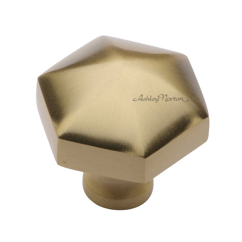 Hex Geometric Knob, Satin Brass