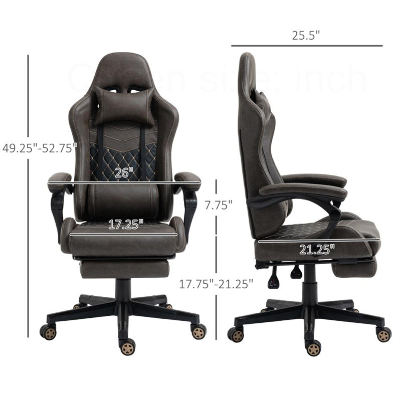 Fauteuil inclinable pivotant en similicuir avec repose-pieds