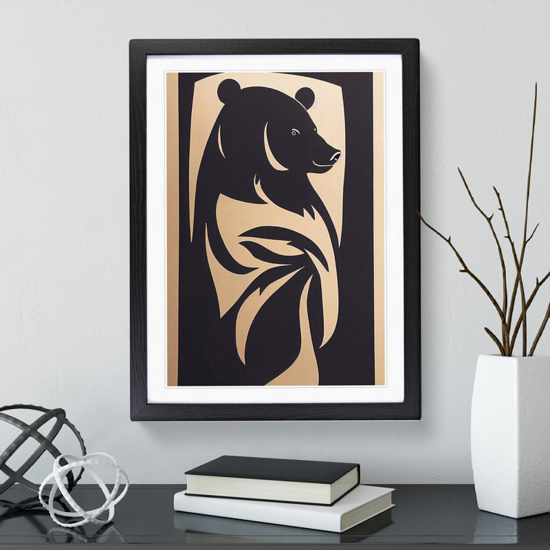 Bear Profile Abstract - Single Picture Frame Print, Black Framed, 64cm H x 46cm W x 2cm D