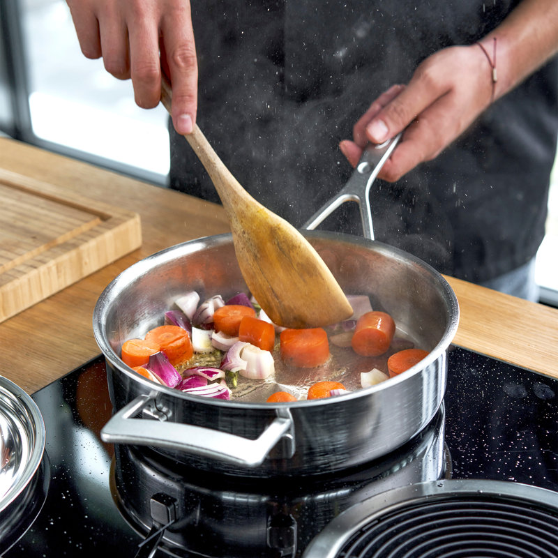 Demeyere Industry 5-Ply 3-Qt Stainless Steel Saute Pan With Handle Helper
