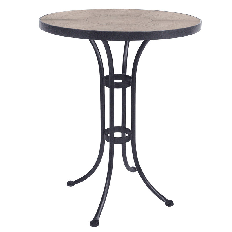 Outdoor Round Counter Table, 30" W x 30" L x 38.5" H, Summit Gray, Graphite