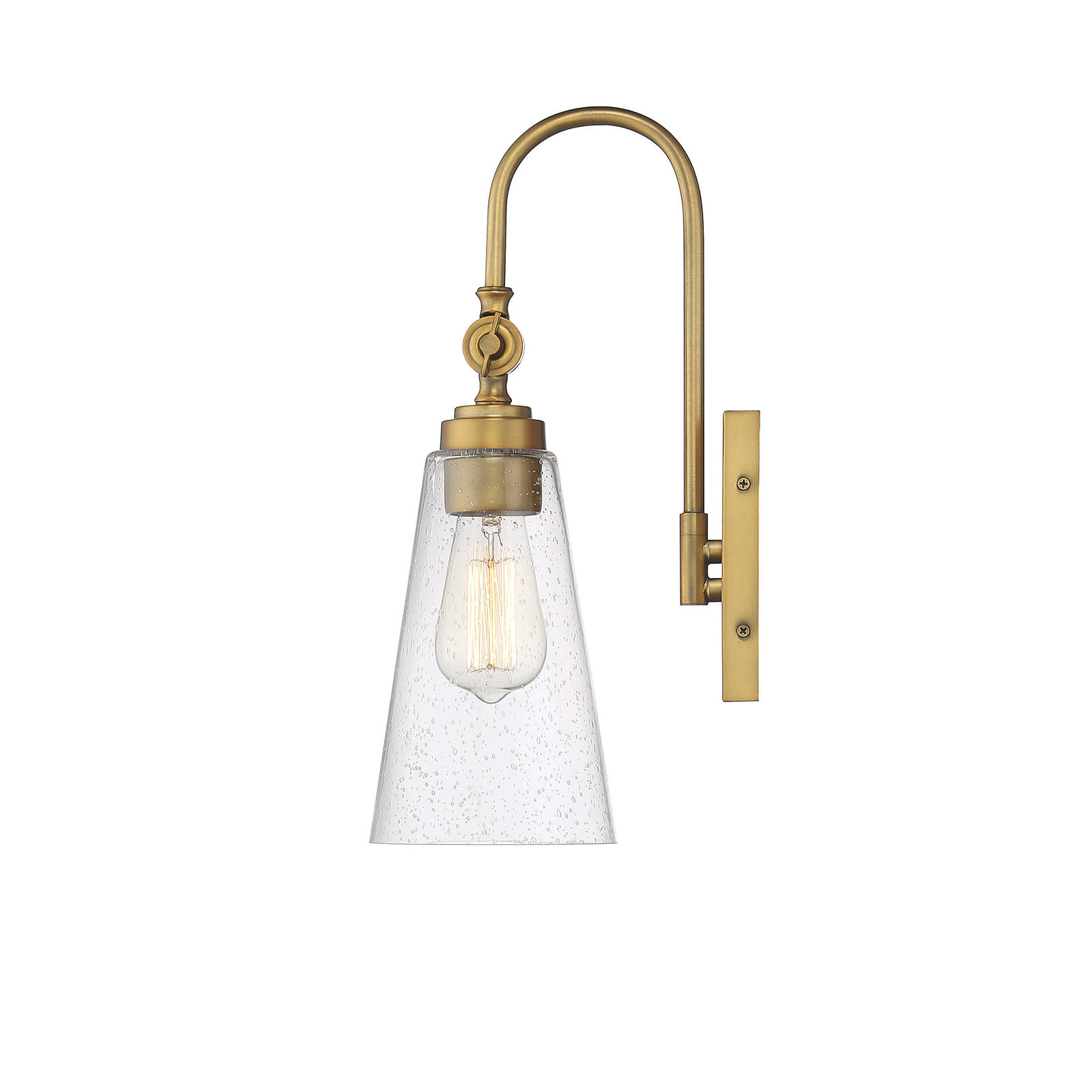 Picola Single Light Glass Dimmable Wall Sconce, Warm Brass
