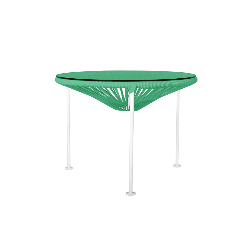 Zicatela Indoor Handmade Coffee Table, White, Seafoam