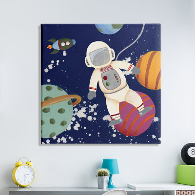 Ae-542 " Playful Astronaut Floating In Space Planets Rocketship "