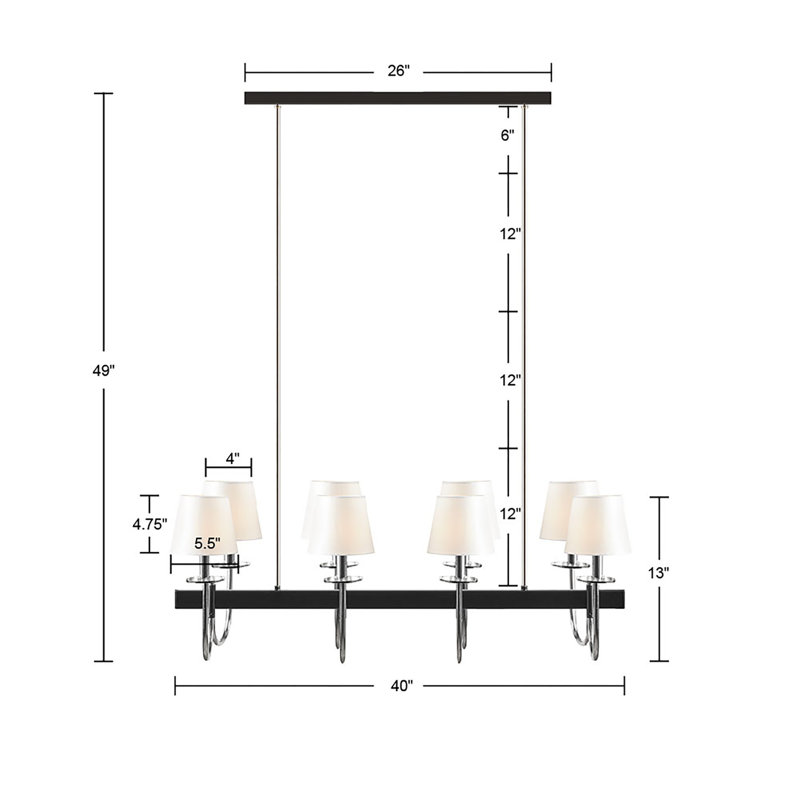 Lustre traditionnel 8 lumières avec abat-jour tambour