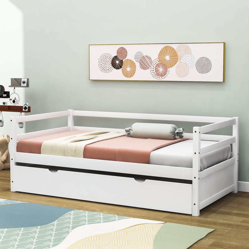Ariaa Modern Twin Size Wood Daybed with Trundle, White
