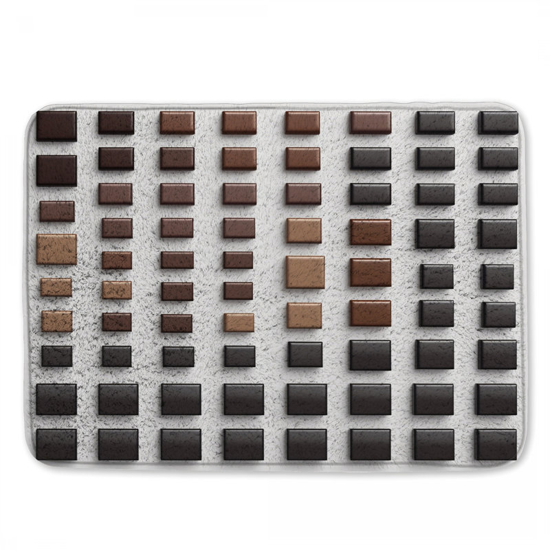 Tapis de bain brun à carreaux carrés, 34in W x 21in L