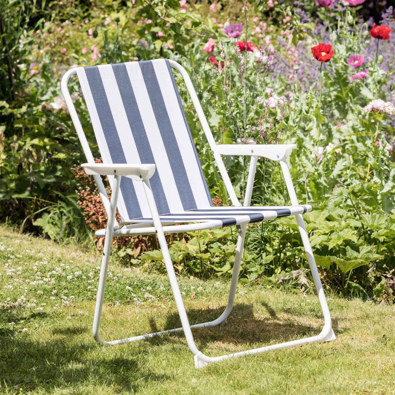 Folding Metal Beach Chair Stripe, Blue