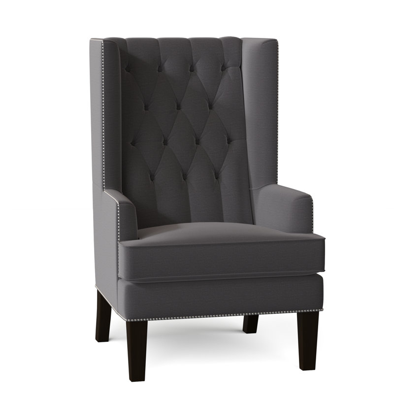 Searle Upholstered Wingback Chair, Lena Alloy Performance Linen Blend, Natural