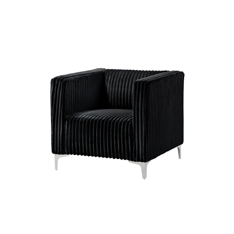 Chryssa Upholstered Armchair, Black Velvet