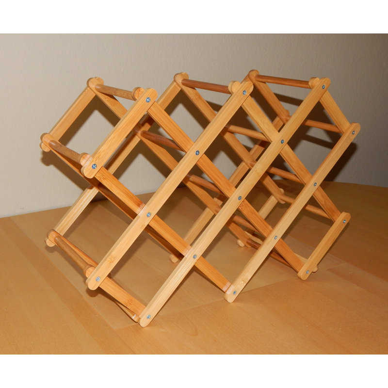 Natural Bamboo Grain Tabletop Wine Rack for 8 Bottles