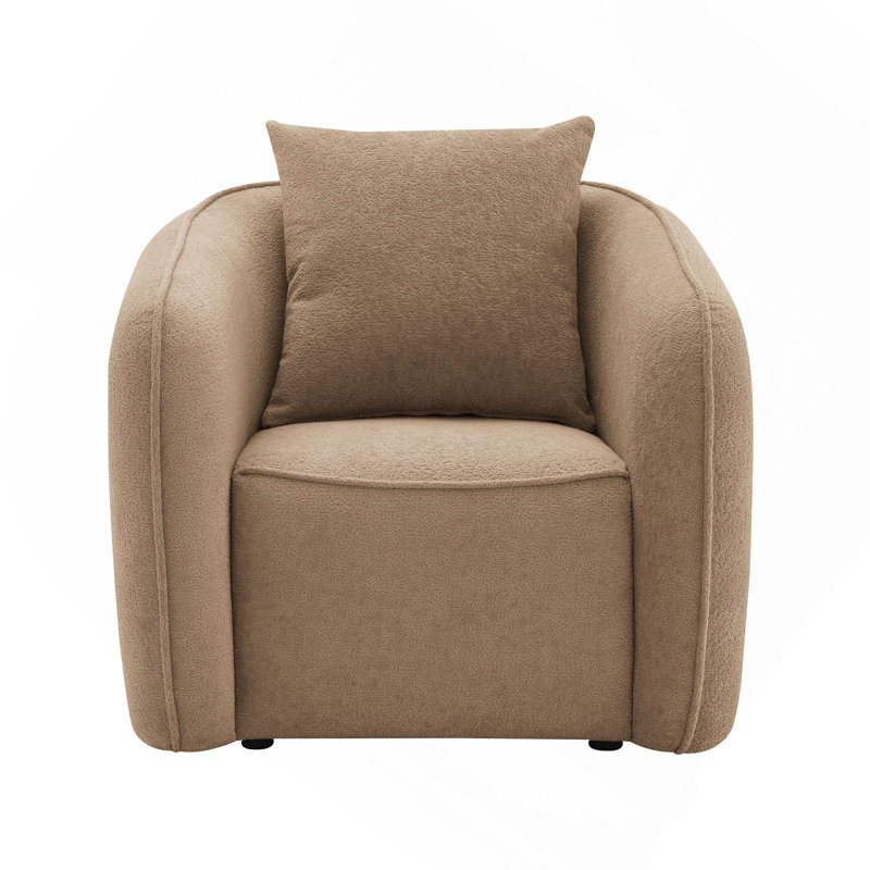 Chaise en chenille brune avec 1 coussin décoratif assorti, Brun