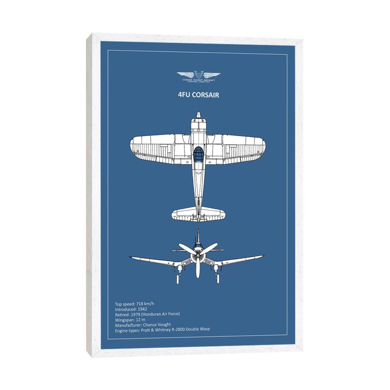 BP CV F4U-Corsair by Mark Rogan - Print on Canvas, 101.6 cm H x 66.04 cm W, White Framed
