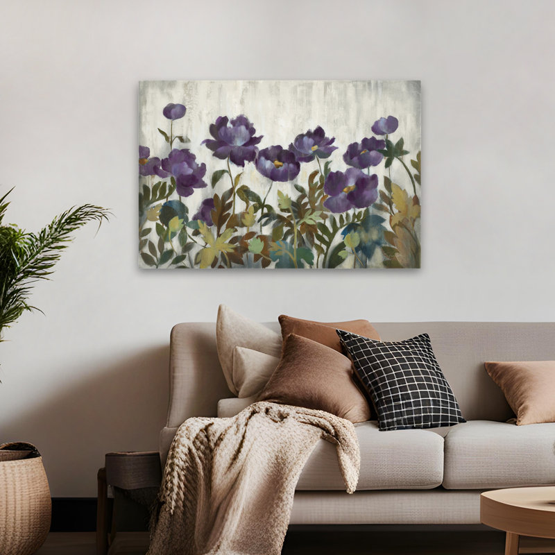 Argent et saphir en fleurs crème beige, H 48 po x l 32 po
