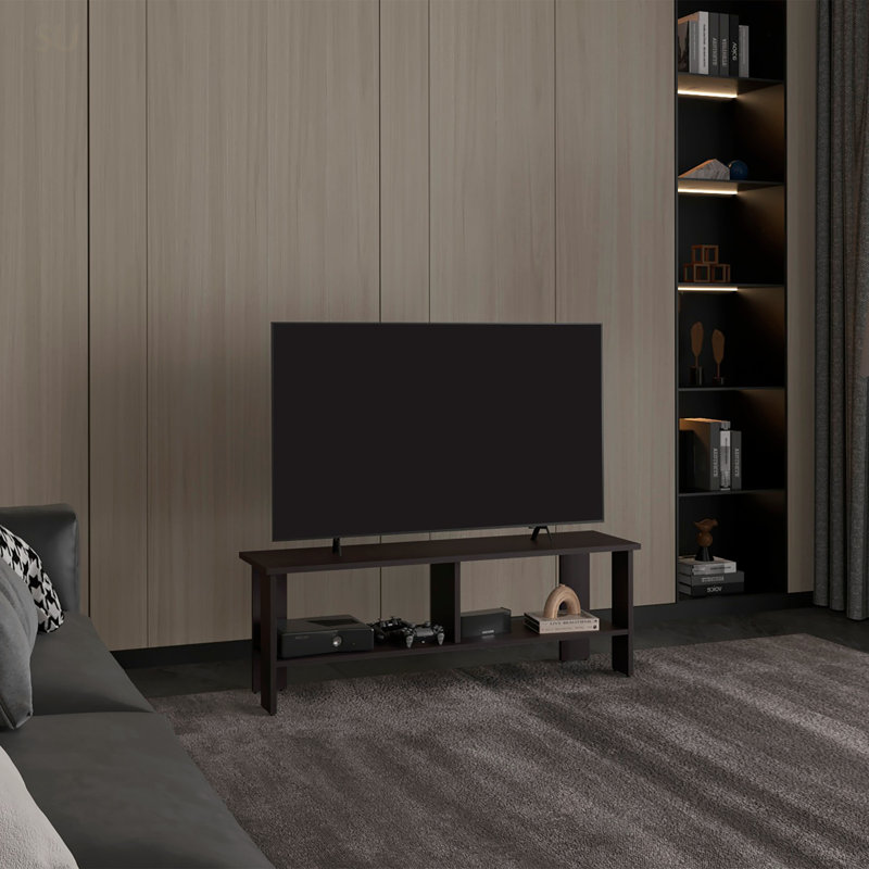 Navia 47 Inch Wide TV Stand With Two Shelves, Perfect For Modern Living And Entertainment Spaces, Black