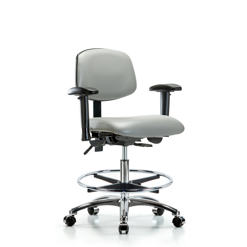 Aliya Vinyl Drafting Chair, Casters, Dove, Included