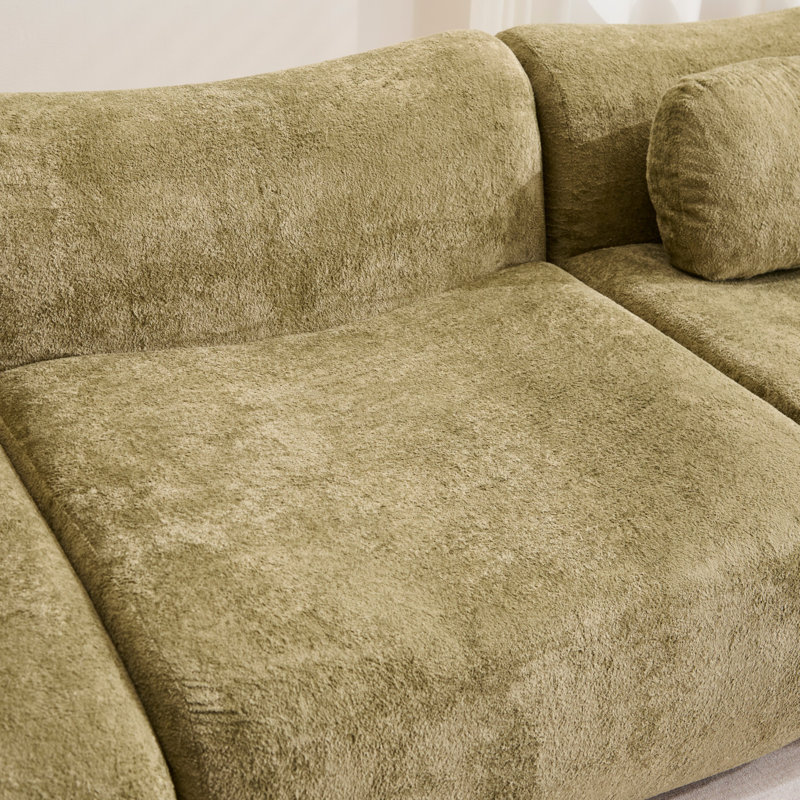 Canapé-lit modulaire en faux velours convertible Wave, Vert