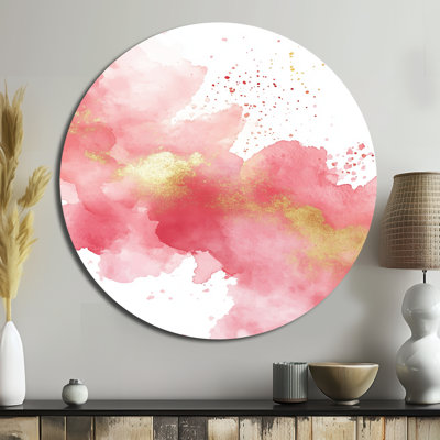 Soft Blush Radiance - Abstract Large Round Metal Wall Art