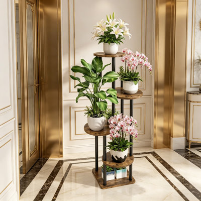 5-Tier Metal Plant Stand Indoor Corner Shelf For Multiple Plants - Tall Flower Holder For Living Room, Balcony, Bedroom, Patio, And Garden
