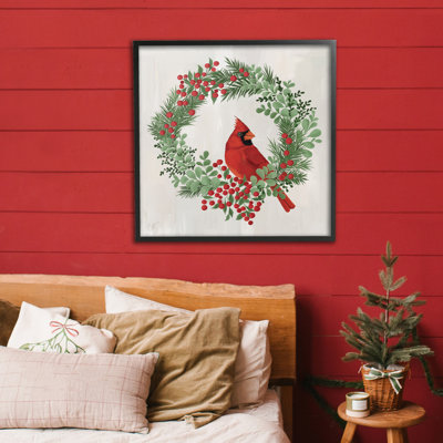 Couronne festive perchée, giclée encadrée, design par Cat Thurman Designs
