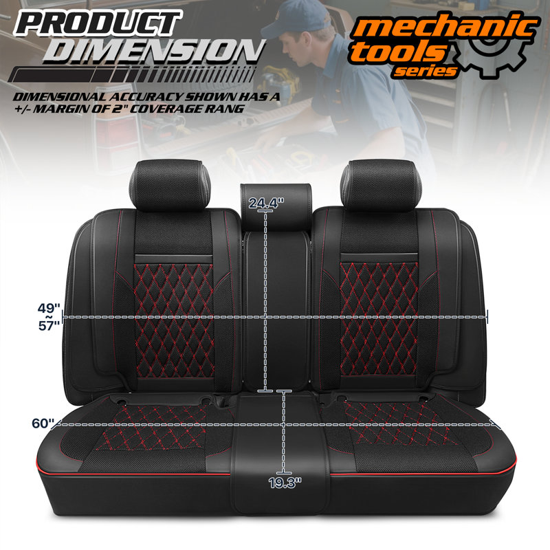 Car Seat Covers Full Set With Airbag Compatible, Reserved Opening Holes For Headrest, Universal Fit For Most Cars