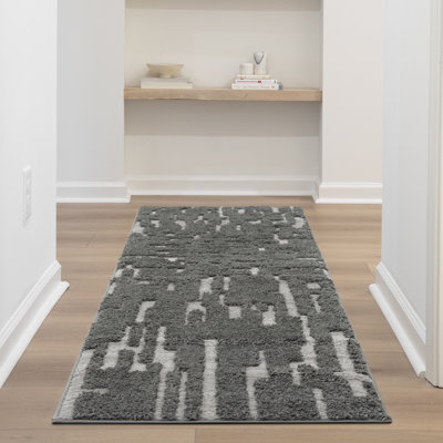 Kierre Contemporary Abstract Gray Indoor Shag Area Rug
