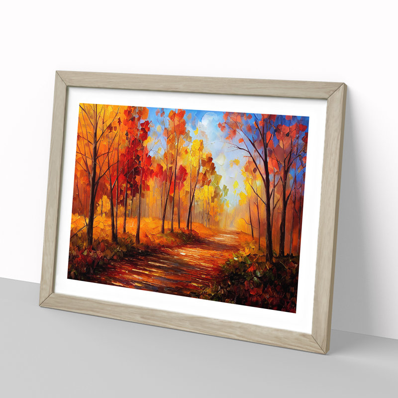 Amazing Autumn Forest Vol.1 - Single Picture Frame Painting, 46cm H x 64cm W x 2cm D, Oak